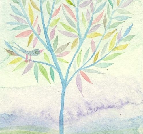 Fog - original watercolor painting - ACEO - fine art - landscape -wall decor - home decor- illustration - pastel colors