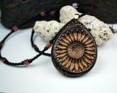 Polymer clay jewelry, necklace, Beaded necklace, Polymer clay sunflower, beaded OOAK necklace