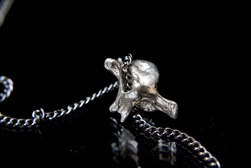 Solid Sterling Silver Fox Vertebrae Pendant Necklace