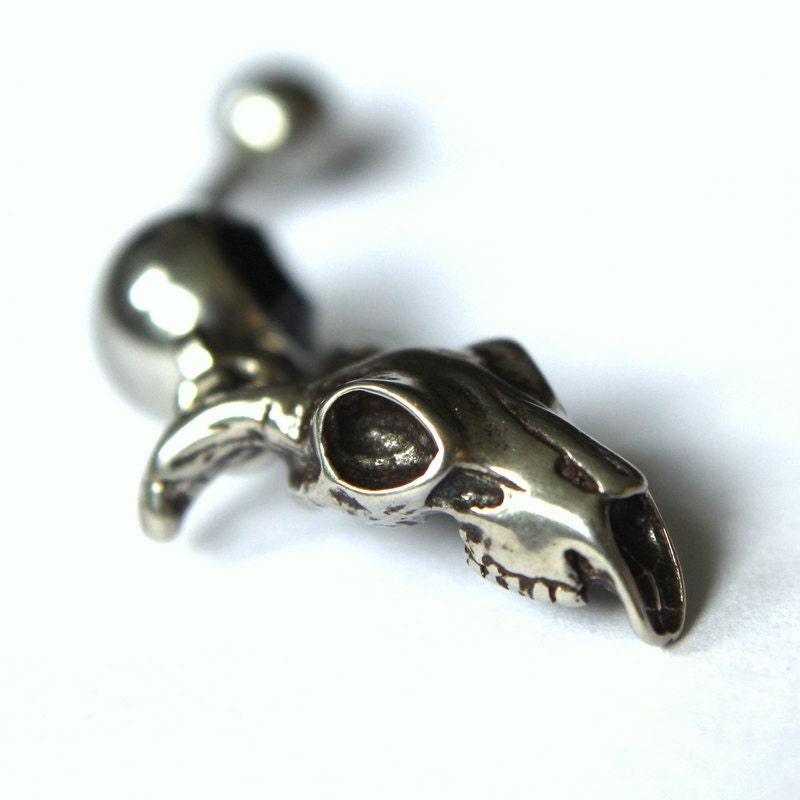 Tiny Ram Skull Belly Button Ring