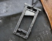 French Guillotine Pendant Necklace in Solid White Bronze with Sterling Silver Overlay