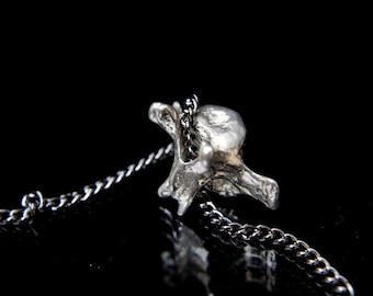 Solid Sterling Silver Fox Vertebrae Pendant Necklace