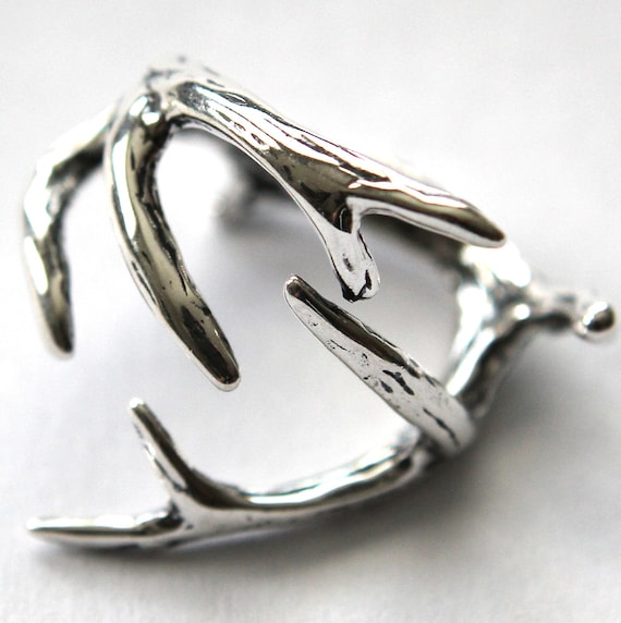Sterling Silver Whitetail Deer Antler Ring - Moon Raven Designs