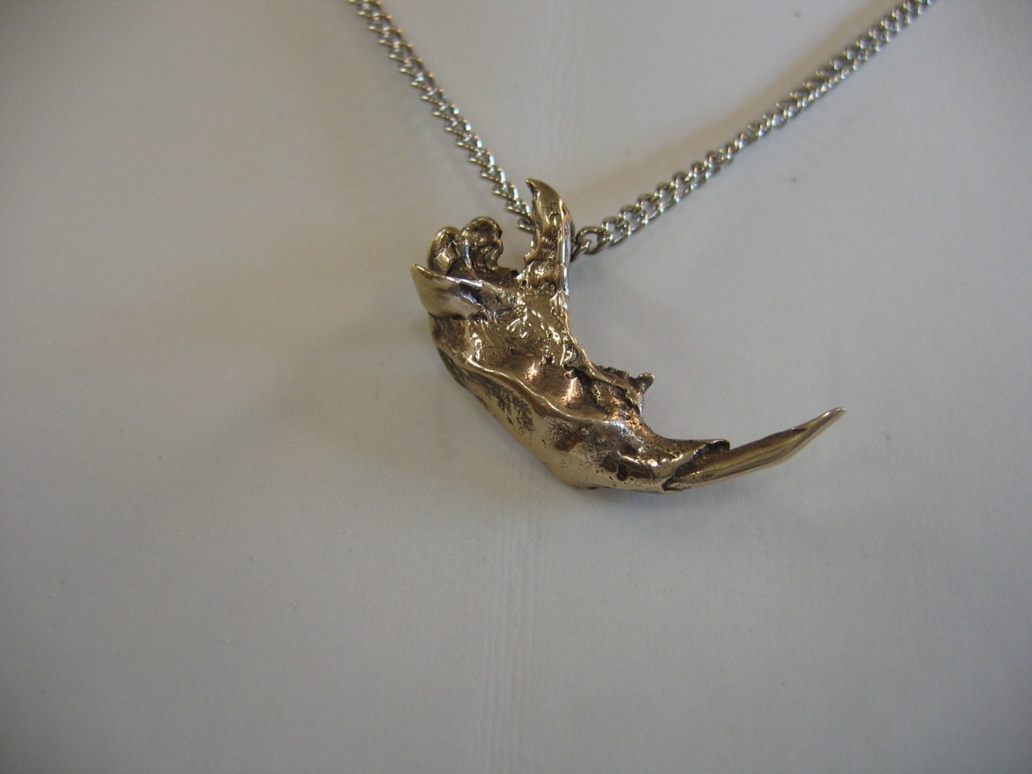 Life Size Bronze Squirrel Jaw Pendant - Moon Raven Designs
