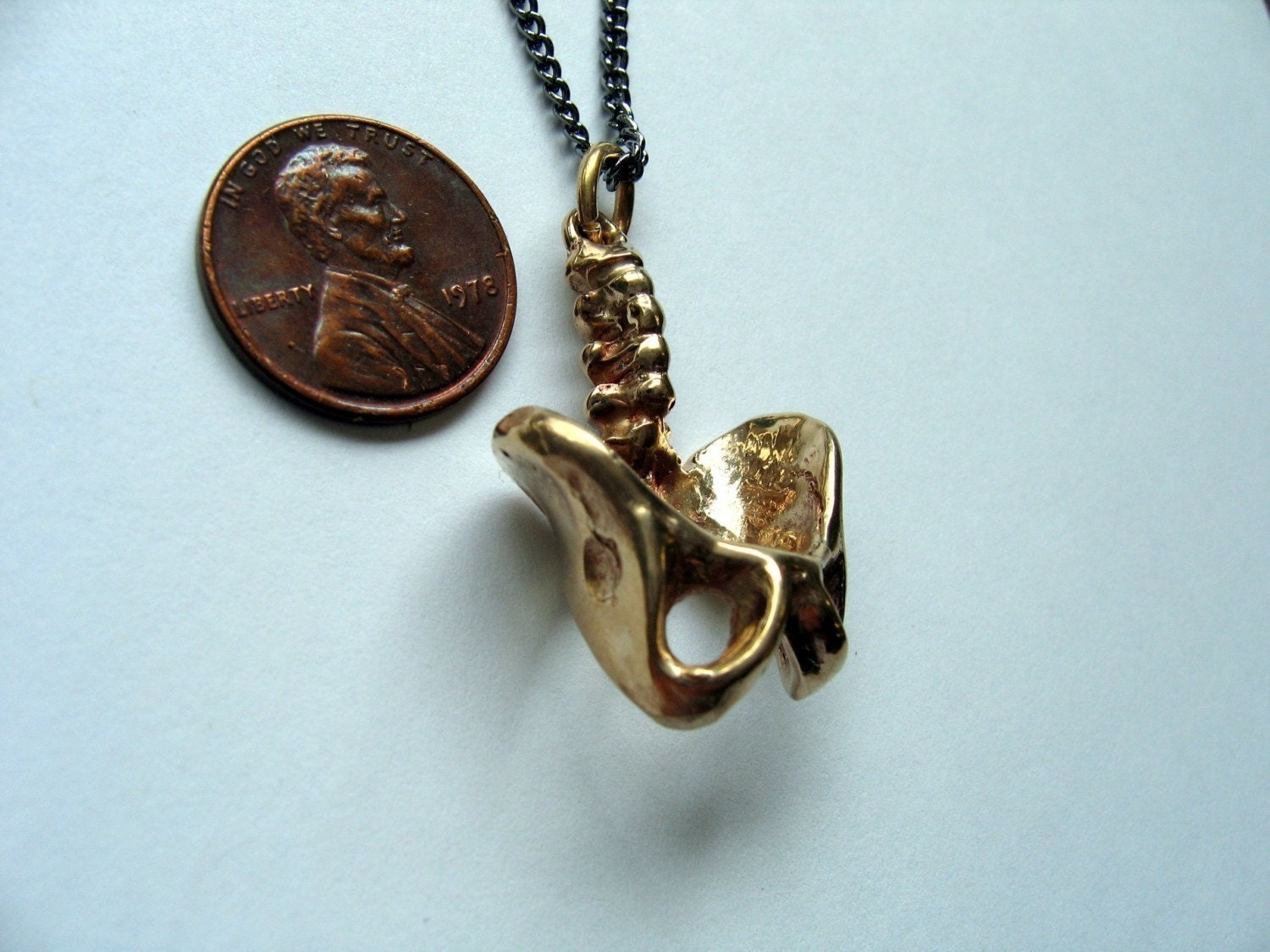 3D Bronze Human Pelvis Necklace - Moon Raven Designs