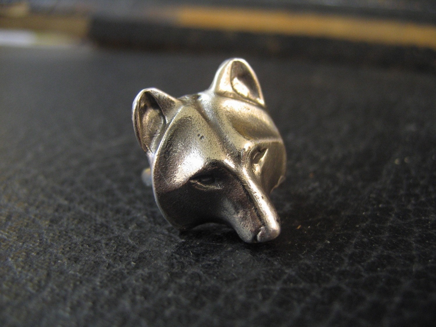 Wolf Mask Ring in Solid White Bronze