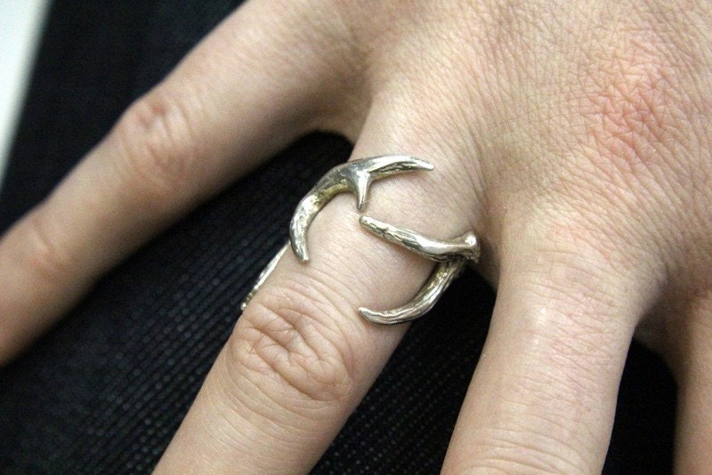 Sterling Silver Elk Antler Ring - Last One