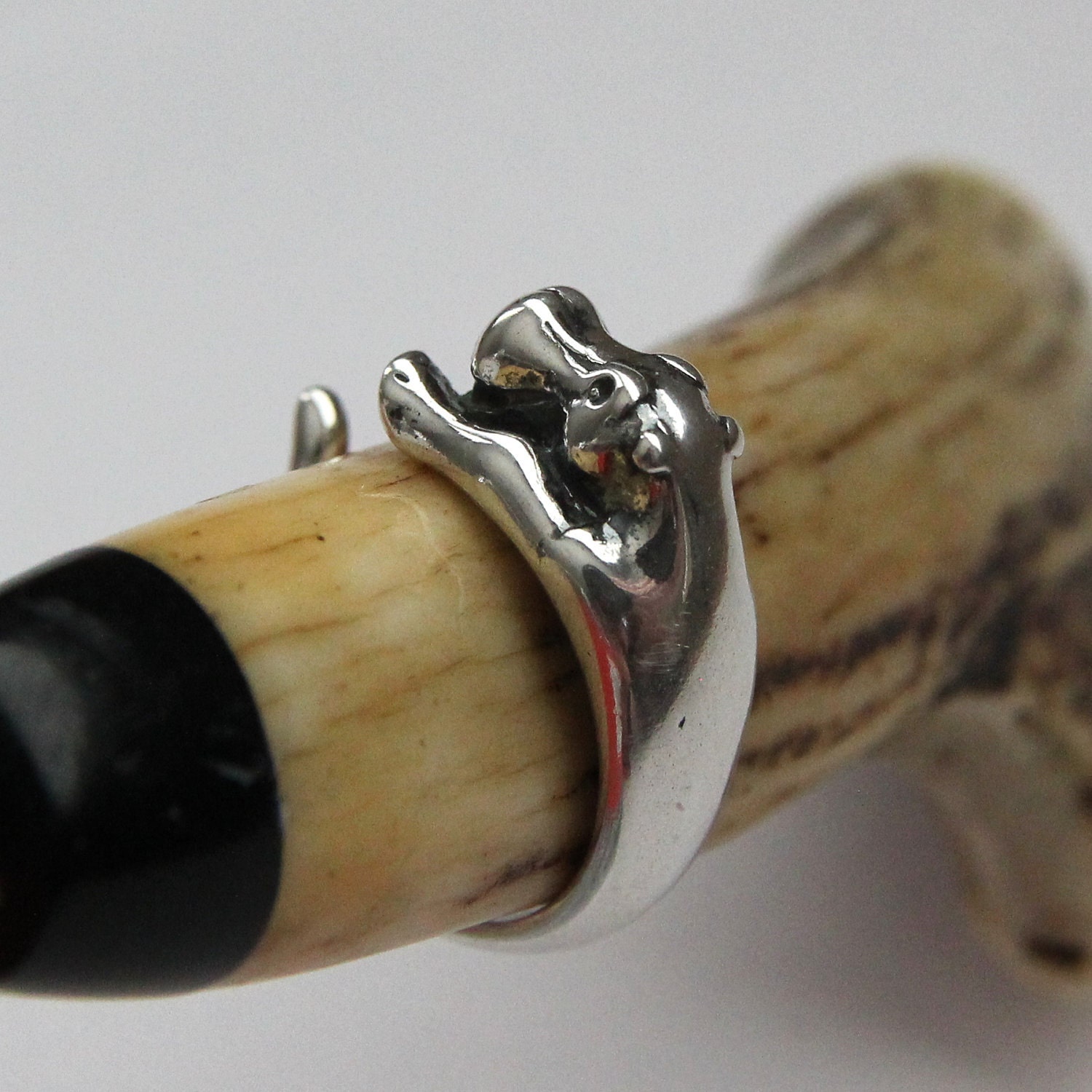 Baby Hippopotamus Ring in Solid Sterling Silver