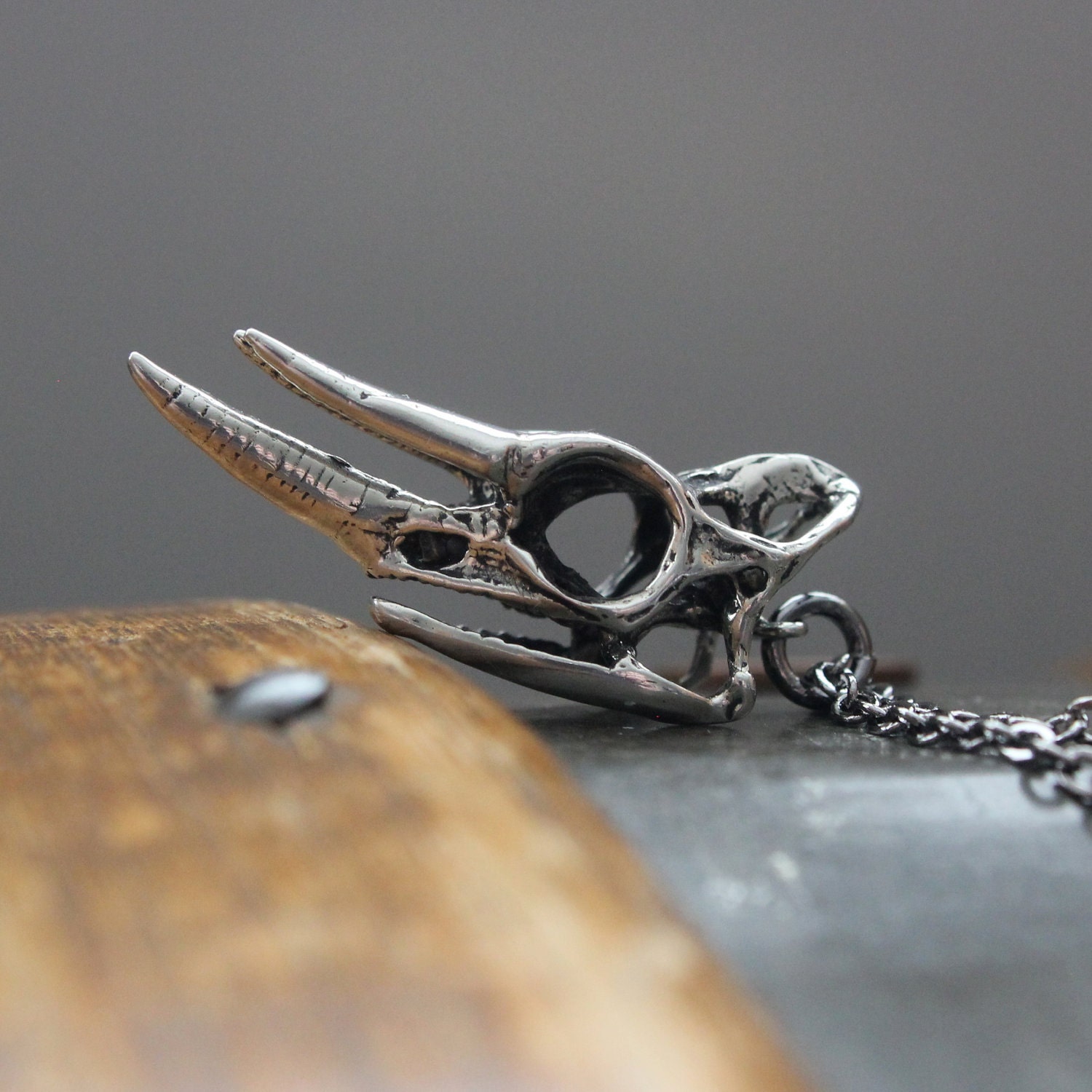 Silver Jackson's Chameleon Lizard Skull Necklace - Sterling Overlay on Solid White Bronze