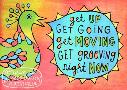 Items similar to Get Up, Get Moving (5x7 doodle print) on Etsy