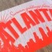 Atlanta Summertime Letterpress Postcard-- individual postcard - Fluorescent Red or Green