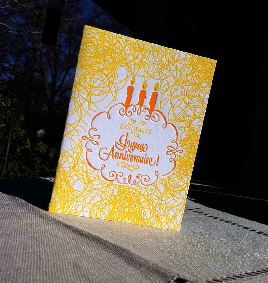 French Letterpressed Birthday Card