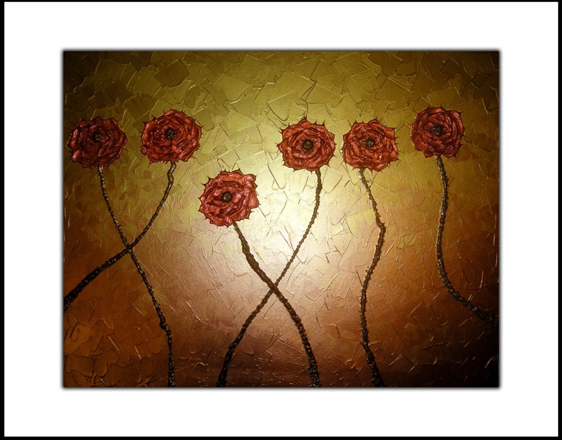 PRINT With MATTE of Gold Rose Painting Sale 22% Off