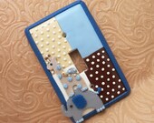 Joshua - Elephant, Giraffe, Turtle Double Light switch Cover - Brown and Blue - Reserved