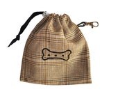 Check Linen Dog Tidy Pouch - Bone Print