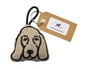 Spaniel Print Keyring - natural linen