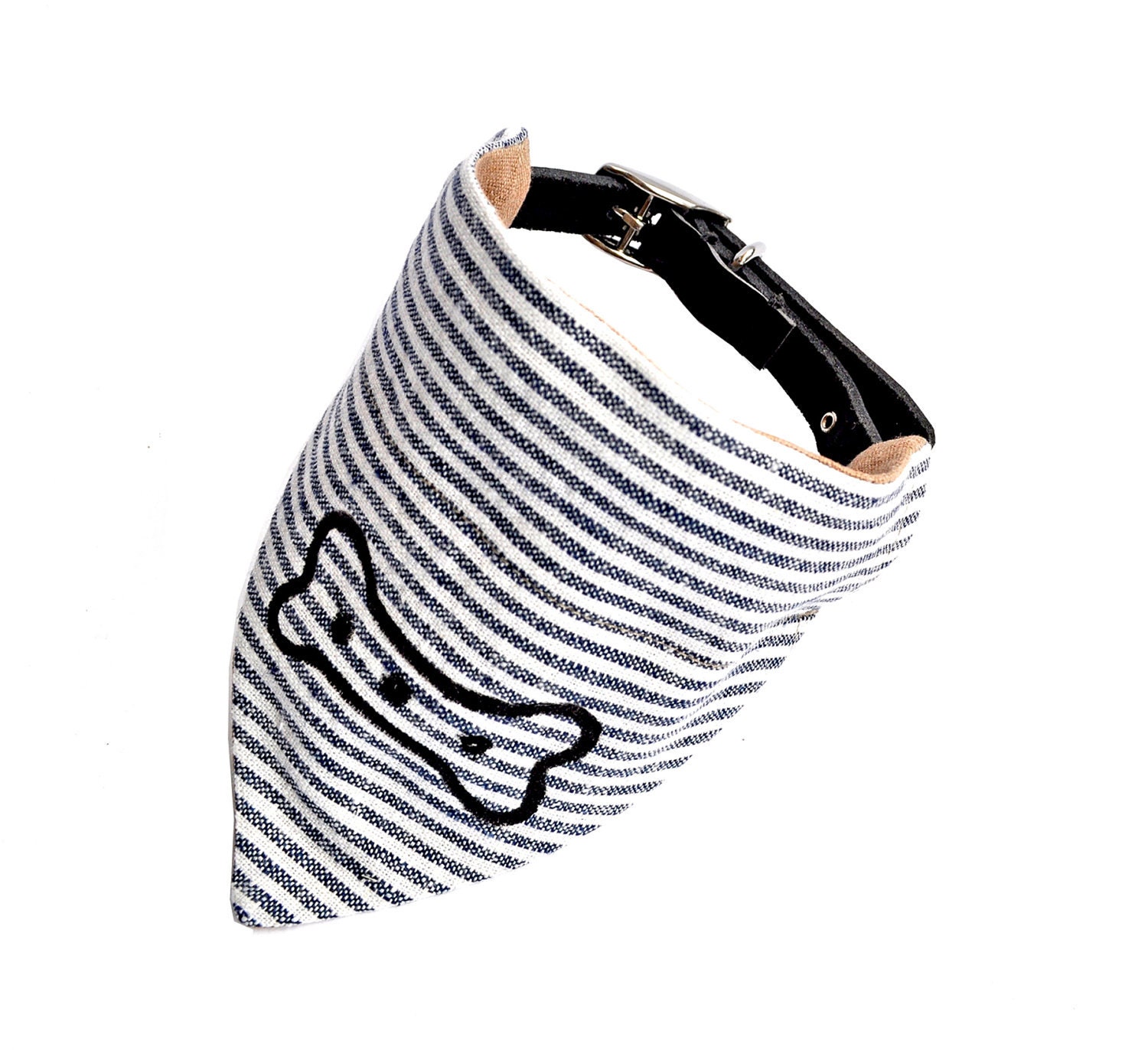 Grey Stripe Bone Print Neckerchief - Small