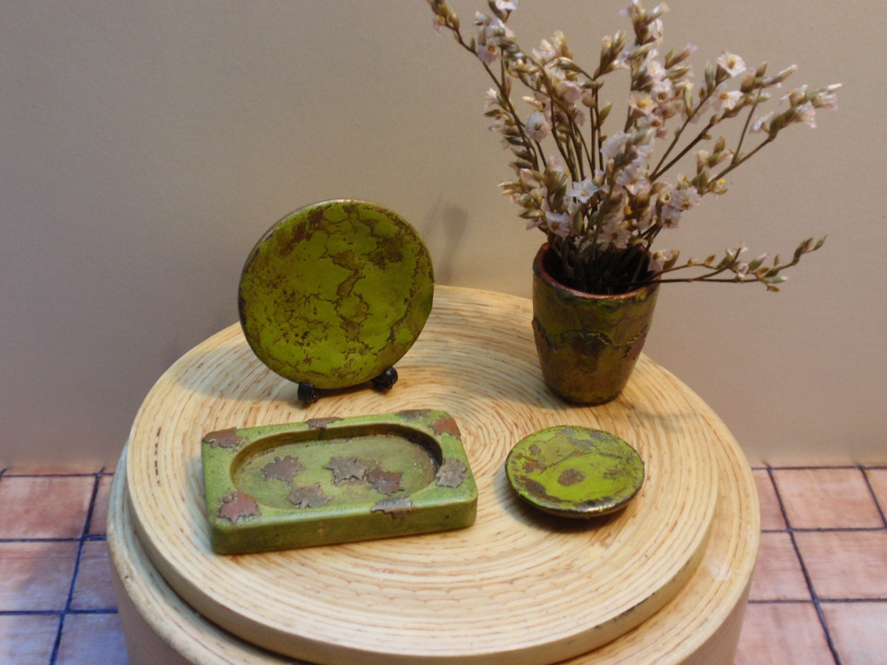 Dollhouse miniature pottery 4 piece set