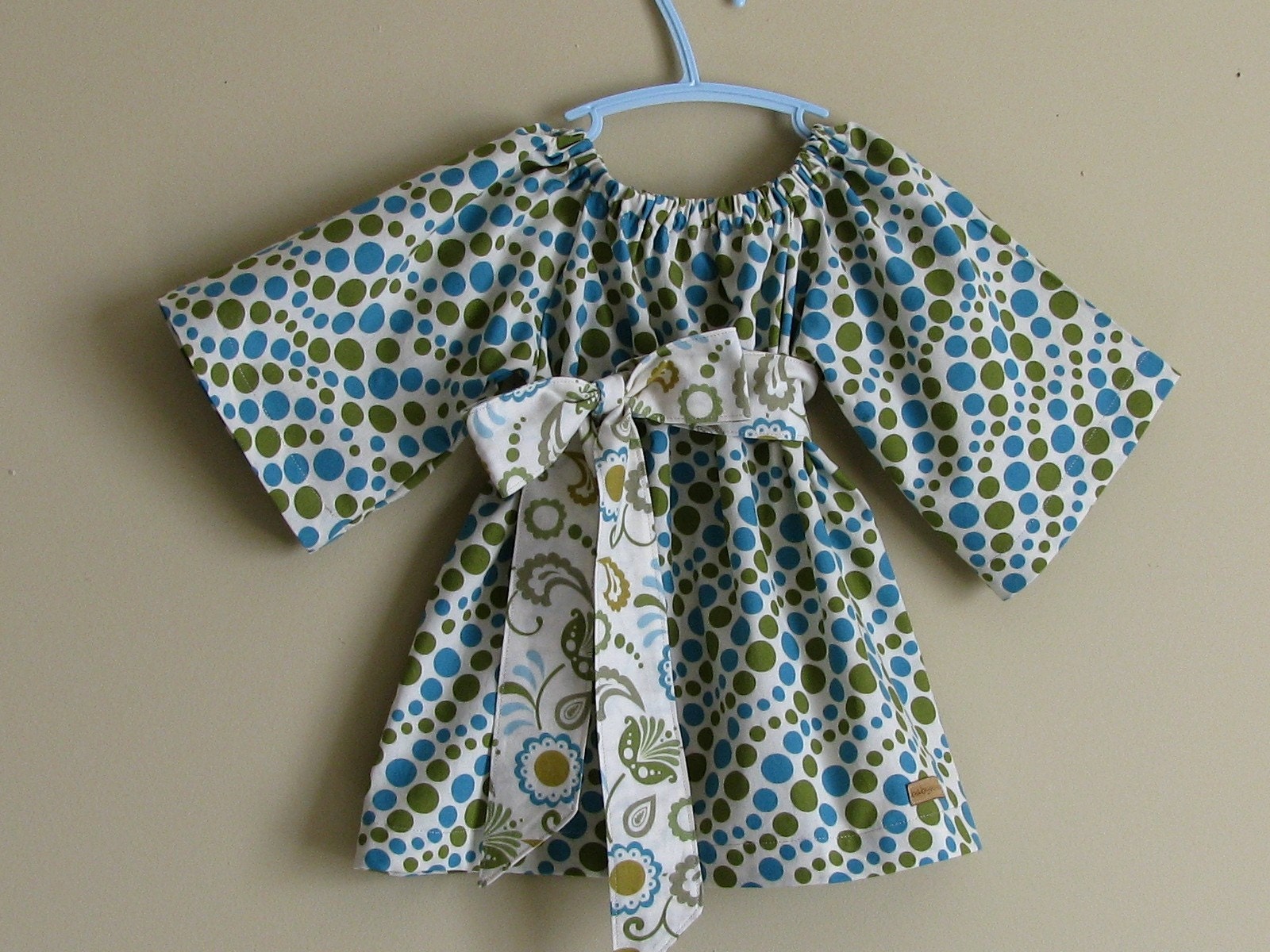 RESERVED for SarahsReef - CHLOE - Fall 2009 - Peasant Sash Blouse - RAIN DROP- READY TO SHIP Size 3T