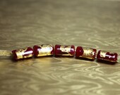 Lampwork Glass Bead Set-Red and Gold