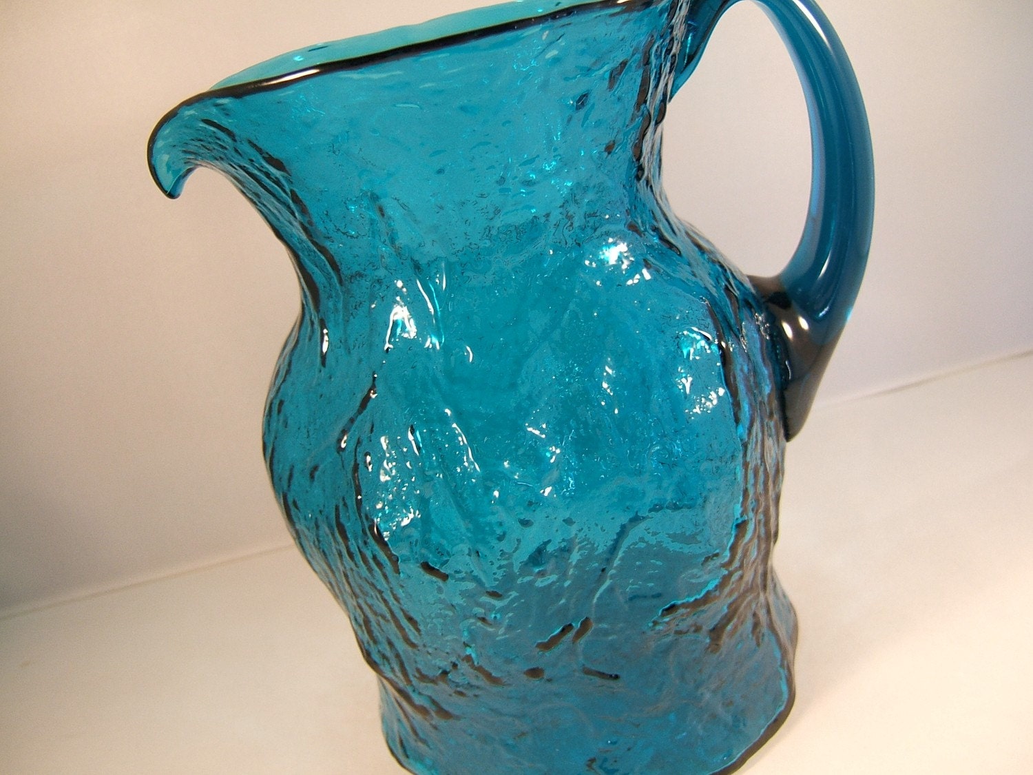 Vintage Blue Glass Pitcher
