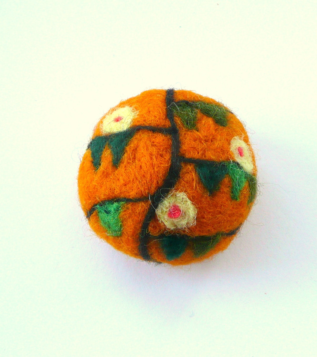 Felted wool pincushion ball G.Klimt (Tree of Life) art collection orange Birthday modern Thanksgiving home decor gift lavender sachet