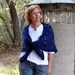 Hand Crochet Blue Triangle Shawl Wool Fall Fashion