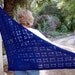 Hand Crochet Blue Triangle Shawl Wool Fall Fashion