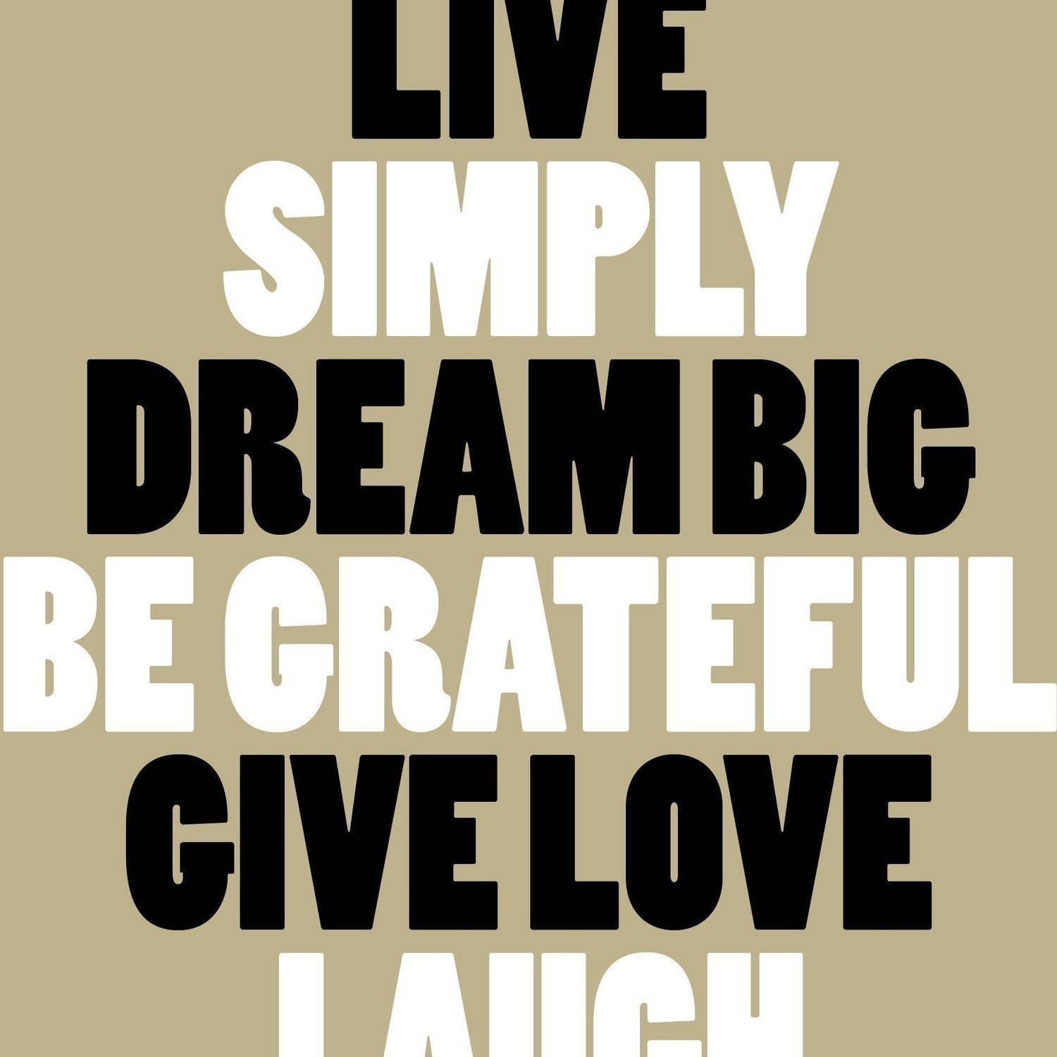 LIVE SIMPLY inspiring print in 8x10 inches on A4 in Natural Brown and Jet Black