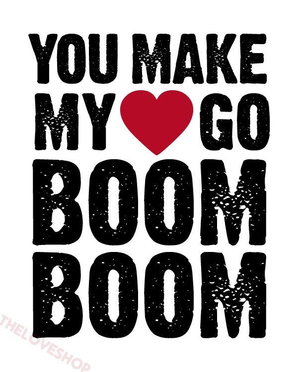 BOOM BOOM LOVE (8x10 inch print on A4 in jet black and romantic red)