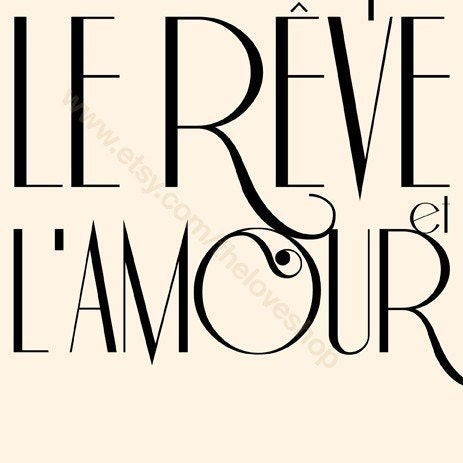 FRENCH DREAMS and LOVE - Deluxe 8x10 Print in Cream and Classic Black