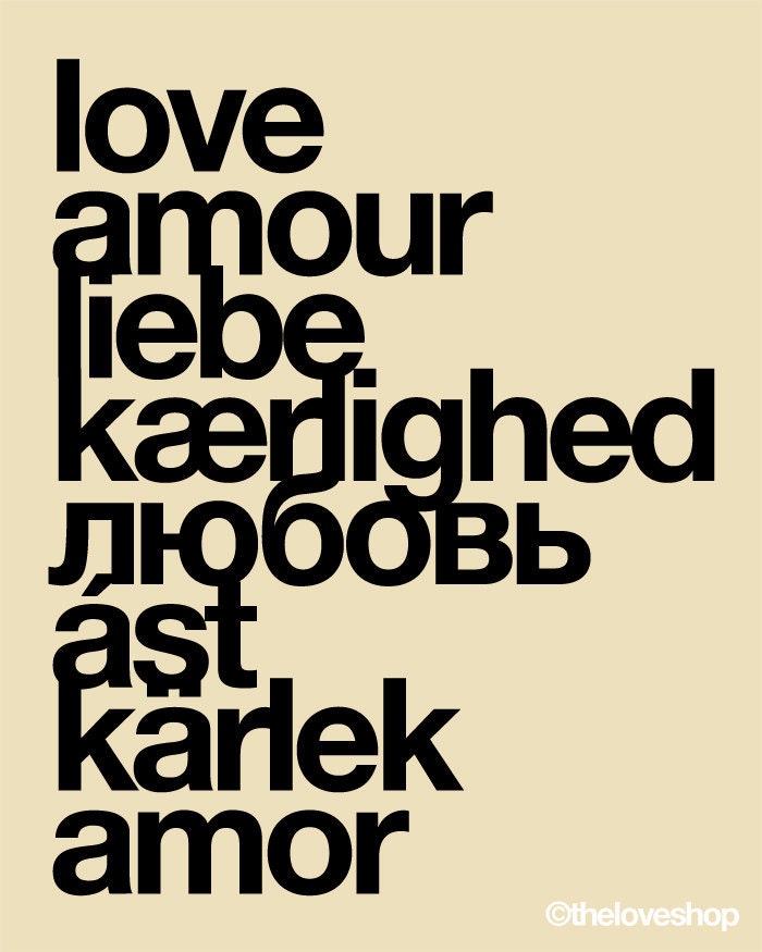 Love Around The World - 16x20 inches on A2 Poster (in French Cream and Black)