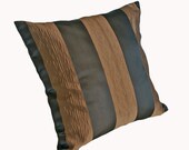 Brown Striped Decorative Throw Pillows, Textured Stripes in Dark Chocolate, Contemporary Couch Cushion Covers, Fall Winter Decor 20x20
