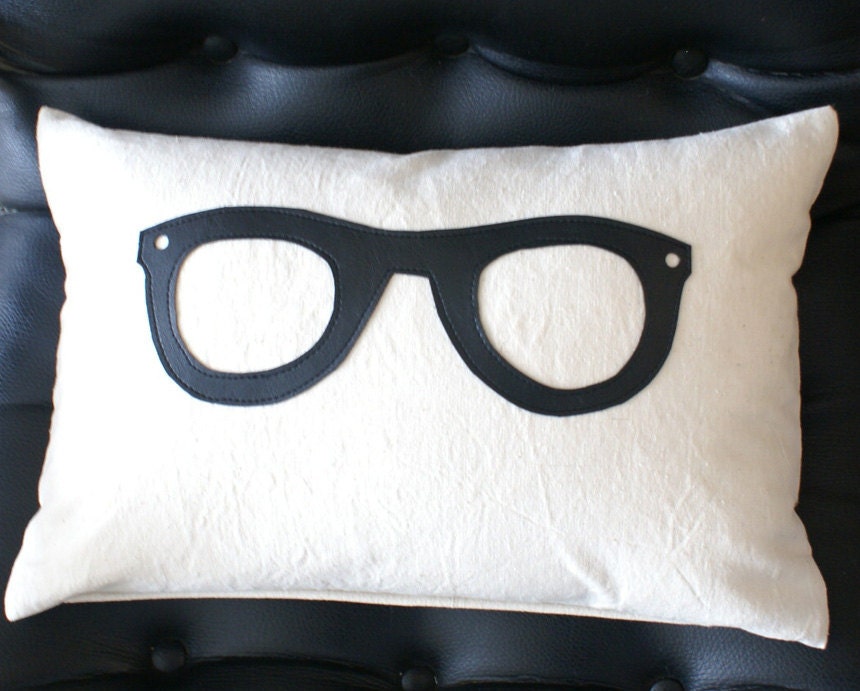 Geek  Pillow for Geeky Kids Teenagers, Geekery,  Black Glasses, Nerdy, Teens, College Student, Dorm Decor, Unique Guy Gift, 12x18