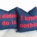 Dorm Decor Word Pillow, Funny Man Cave or Teens Pillow Cover, I Didn't Do It, Text Message, Decorative Couch or Sofa Accent    20x20