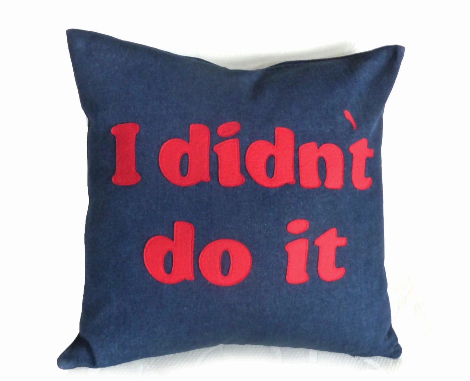 Dorm Decor Word Pillow, Funny Man Cave or Teens Pillow Cover, I Didn't Do It, Text Message, Decorative Couch or Sofa Accent    20x20