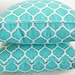 Turquoise Patio Pillows, Blue Geometric Cushions, Decorative Throw Pillows, Inside Outside Covers, Trellis Throw Pillows, Beach Decor 18x18
