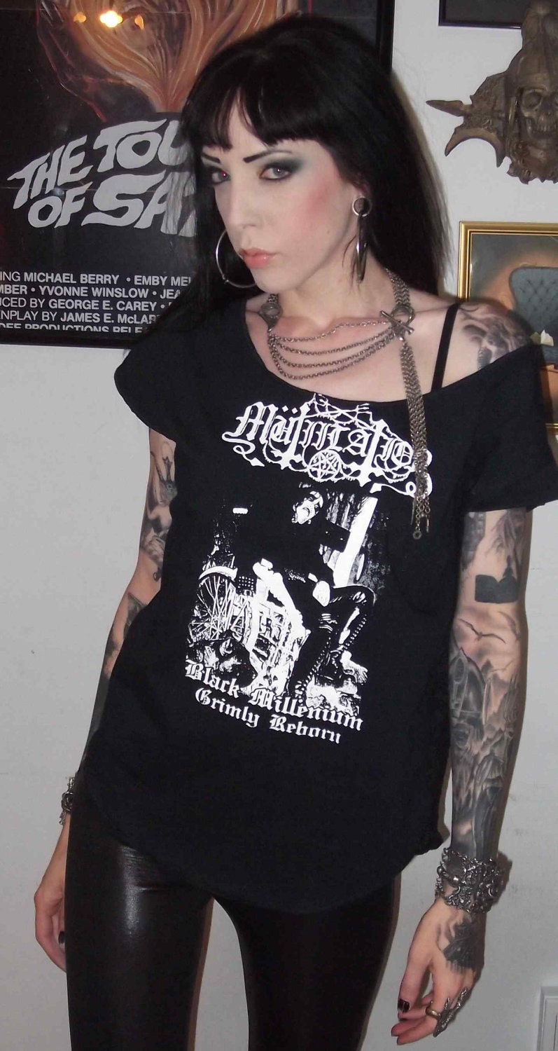 Mutiilation Girls Slouch Top Black Metal Lace Shirt