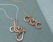 Two Lovers-Rose Gold Personalized Initials Necklace