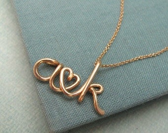 Two Lovers-14K Personalized Initials Necklace