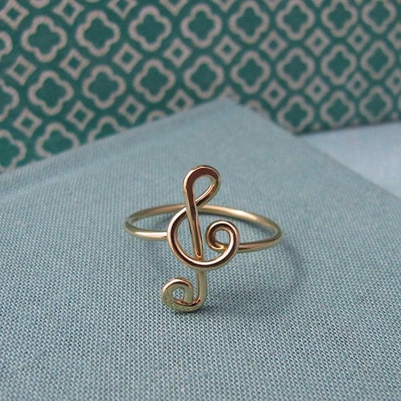 Treble Clef Ring in 14k gold filled