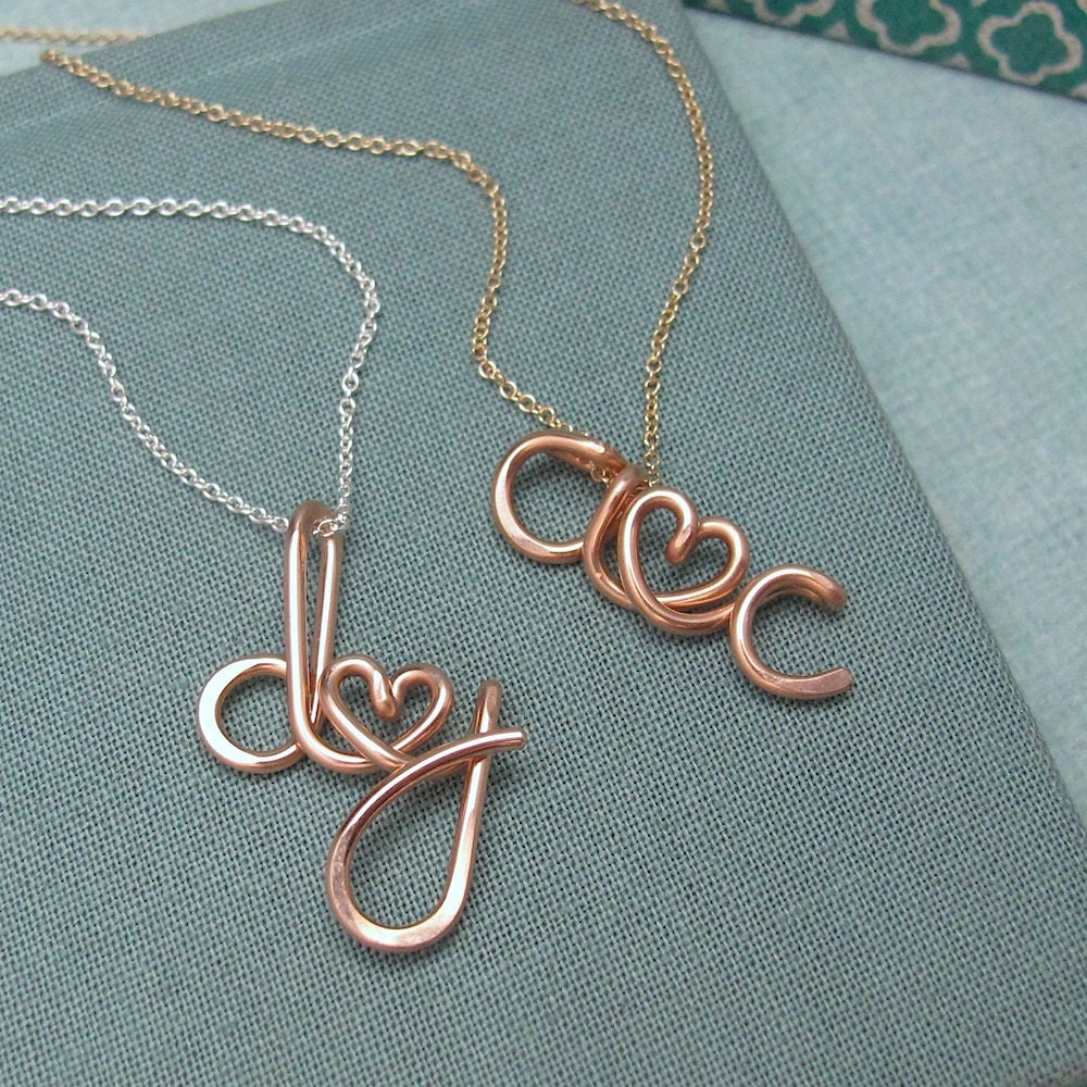 Two Lovers-Rose Gold Personalized Initials Necklace