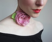 Ani Felted Floral Necklace in Pink