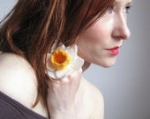 Soft Daffodil Ring Hand Felted From Wool