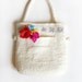 Milli White Tote bag with Sequins Pure Natural Wool Hand felted Eco Gift