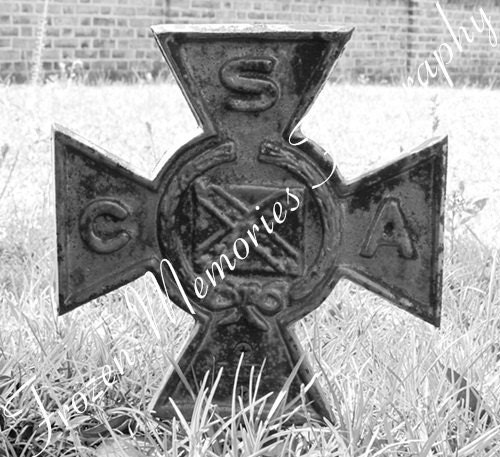 Confederate States Army Grave Marker black and white photo