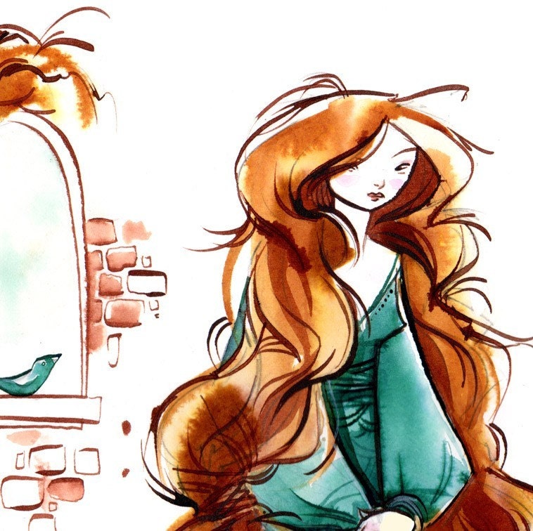rapunzel takes action- 8.5x11 print
