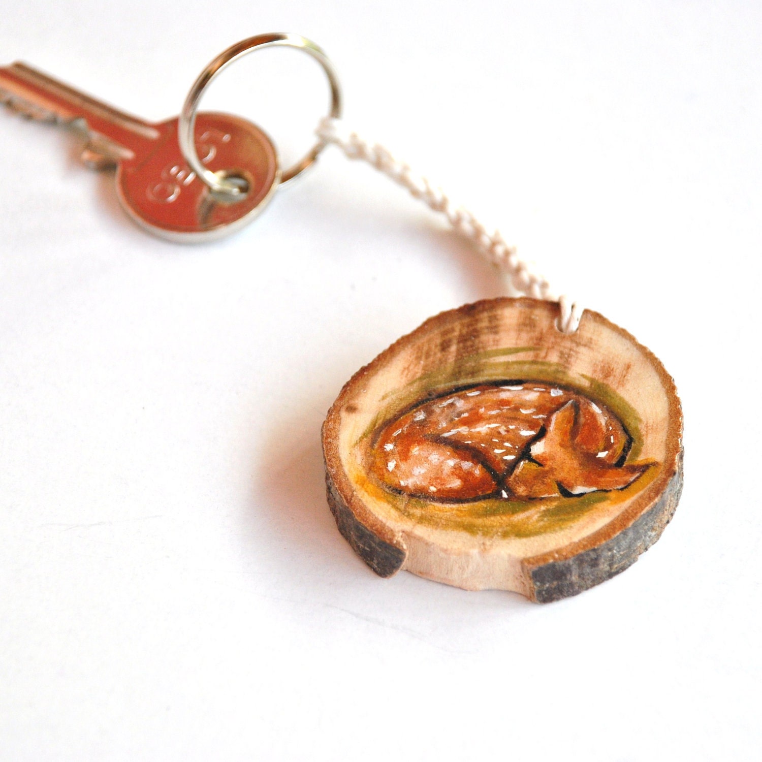 Eco friendly deer wooden keychain