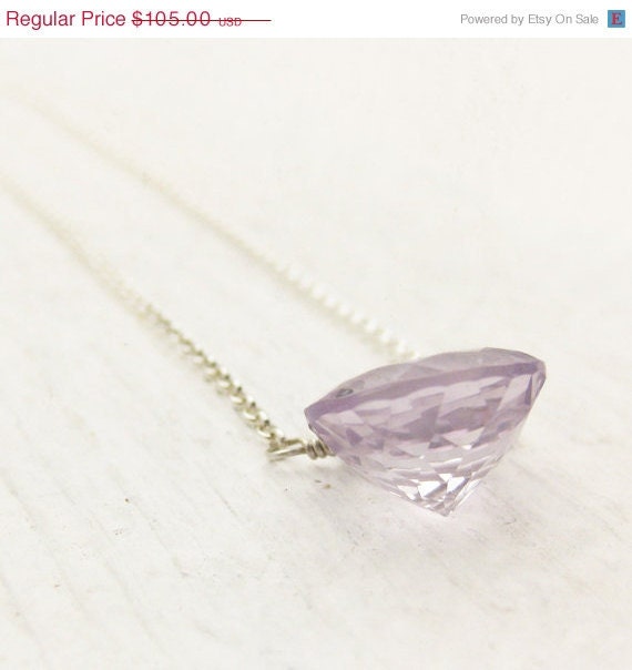 CIJ SALE - 10 percent OFF Simple Rose De France Amethyst Necklace in Sterling Silver / Aaa pastel pink violet stone Best Quality / faceted - byjodi