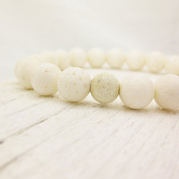 White Coral Bead Bracelet / Coral  & Solid Sterling Silver / Stacking ocean nautical beach inspired summer spring pale cream neutral dreamy